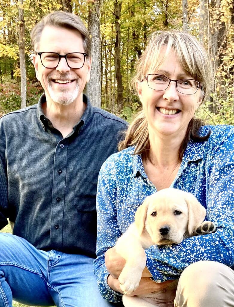 The owners of catskill mountain labradors with an english lab